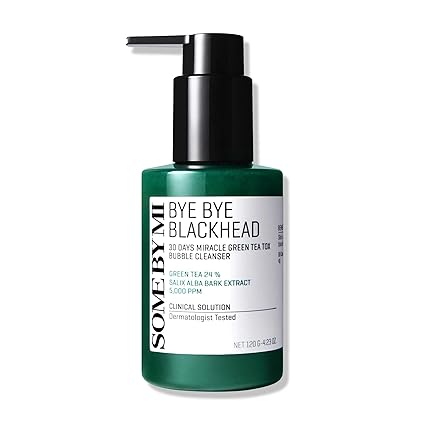 SOME BY MI Bye Bye Blackhead 30 Days Miracle Green Tea Tox Bubble Cleanser - 4.23 Oz, 120g - Korean Face Wash for Removing Blackhead - Daily Pore Minimizer for Face Skin Texture - Korean Skin Care