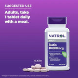 Natrol Biotine 10 000 mcg (100 Comprimés) – Puissance Maximale pour Cheveux, Peau et Ongles (Importé USA)