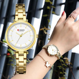 CURREN – montre-Bracelet à Quartz en acier inoxydable pour femmes, élégante, classique, cadran