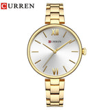 CURREN 9017 nouvelles femmes montres marque de luxe montre or Rose femmes Quartz horloge créative bois motif cadran mode montre-bracelet