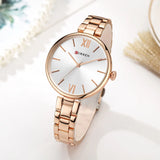 CURREN 9017 nouvelles femmes montres marque de luxe montre or Rose femmes Quartz horloge créative bois motif cadran mode montre-bracelet