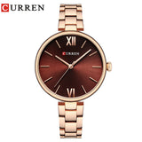 CURREN 9017 nouvelles femmes montres marque de luxe montre or Rose femmes Quartz horloge créative bois motif cadran mode montre-bracelet