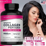 NeoCell Collagen Peptides + Vitamine C & Biotine 6000mg – 180 Comprimés (Importé USA)