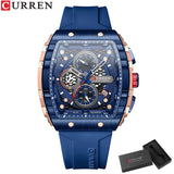 CURREN mode hommes montre marque unique design carré luxe quartz sport bande montres hommes étanche