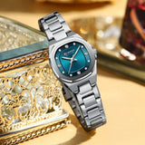 CURREN  Montre pour femme avec accents de diamants Bracelet en acier inoxydable élégant, design élégant livré avec une boîte gratuite