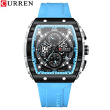 CURREN mode hommes montre marque unique design carré luxe quartz sport bande montres hommes étanche
