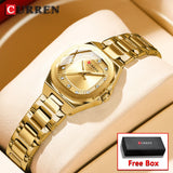 CURREN  Montre pour femme avec accents de diamants Bracelet en acier inoxydable élégant, design élégant livré avec une boîte gratuite