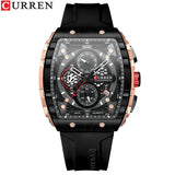 CURREN mode hommes montre marque unique design carré luxe quartz sport bande montres hommes étanche