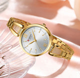 Montre à quartz en acier inoxydable pour femme, montre-bracelet de luxe pour fille, mode pour femme, horloge féminine d'affaires, bracelet, 9092
