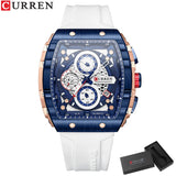 CURREN mode hommes montre marque unique design carré luxe quartz sport bande montres hommes étanche