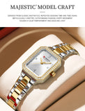 CURREN Montres de marque de luxe pour femmes Cadran rectangulaire simple avec strass scintillants Montre-bracelet à quartz décontractée avec lumineux