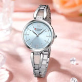 Montre à quartz en acier inoxydable pour femme, montre-bracelet de luxe pour fille, mode pour femme, horloge féminine d'affaires, bracelet, 9092
