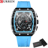 CURREN mode hommes montre marque unique design carré luxe quartz sport bande montres hommes étanche