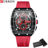 CURREN mode hommes montre marque unique design carré luxe quartz sport bande montres hommes étanche