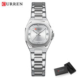 CURREN  Montre pour femme avec accents de diamants Bracelet en acier inoxydable élégant, design élégant livré avec une boîte gratuite