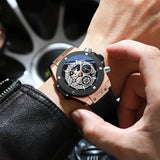 CHENXI mode Silicone chronographe montre hommes multifonctionnel Cool lumineux Quartz étoilé Phases lunaires synchronisation Sport montres