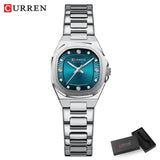 CURREN  Montre pour femme avec accents de diamants Bracelet en acier inoxydable élégant, design élégant livré avec une boîte gratuite
