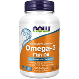NOW - Omega-3 Fish Oil, Molecularly Distilled Softgel, 100 comprimés