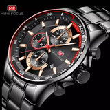 MINI FOCUS-montre-Bracelet en acier inoxydable pour hommes, montre chronographe Quarts, étanche, 0218G.04