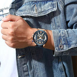 CURREN montre de sport analogique en cuir pour homme, de luxe, horloge à Quartz, de marque, style militaire, 8291