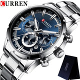 CURREN-montre-bracelet Sport pour hommes, étanche chronographe, qualité militaire, marque de luxe, bleu, acier inoxydable, 8355