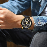 CURREN montre de sport analogique en cuir pour homme, de luxe, horloge à Quartz, de marque, style militaire, 8291