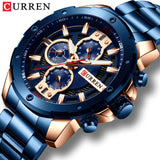 CURREN montres hommes en acier inoxydable bande Quartz montre-bracelet militaire chronographe horloge mâle mode sport montre étanche 8336