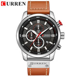 CURREN montre de sport analogique en cuir pour homme, de luxe, horloge à Quartz, de marque, style militaire, 8291