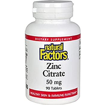 Citrate de zinc de Natural Factors, 50 mg, 90 comprimés