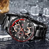 MINI FOCUS-montre-Bracelet en acier inoxydable pour hommes, montre chronographe Quarts, étanche, 0218G.04