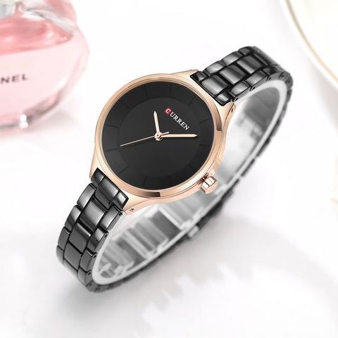CURREN-montres de luxe pour femmes, en acier inoxydable analogique à Quartz, montre de luxe, décontracté