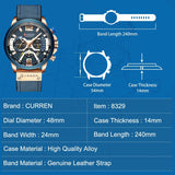 CURREN montre de sport analogique en cuir pour homme, de luxe, horloge à Quartz, de marque, style militaire, 8291