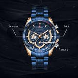 NAVIFORCE 9185   montre de luxe Sport décontracté bracelet en acier horloge étanche militaire Quartz montres mâle Relogio Masculino
