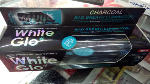 Dentifrice White Glo charbon bad breath eliminator chrocoal 150g