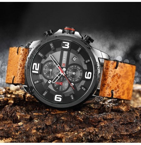 CURREN 8288 nouveau  Top marque chronographe Quartz montre hommes Sport mode montres décontractées pour cuir