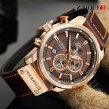 CURREN-montre de sport analogique en cuir pour homme, de luxe, horloge à Quartz, de marque, style militaire, 8291